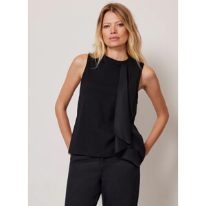 Mint Velvet Black Mixed Draped Panel Top